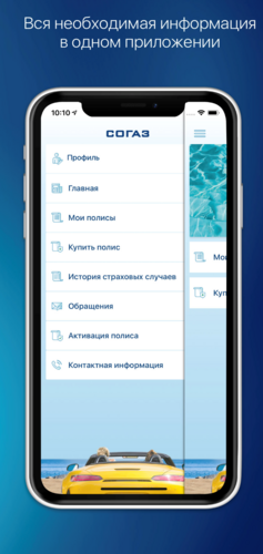 Приложение страховой компании открывает пользователям целый ряд возможностей